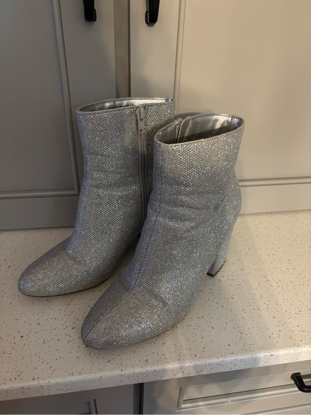 Madden Girl Silver Glitter Ankle Boots - 9